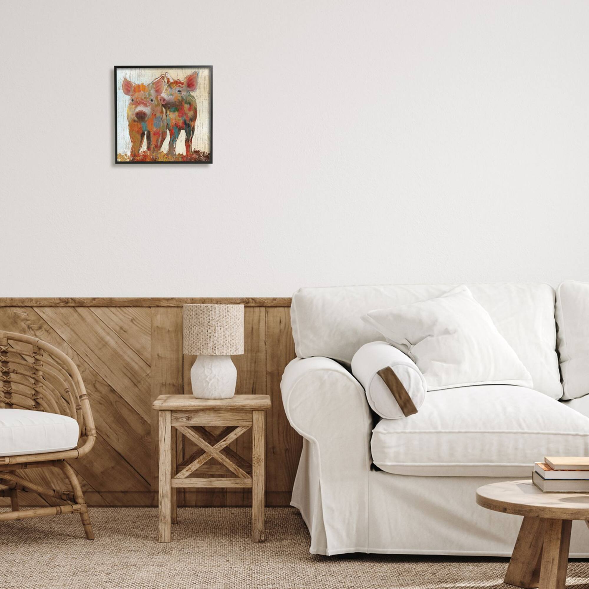 Stupell Industries Rustic Farm Pigs Abstract Contemporary Patchwork Pattern Framed Wall Art